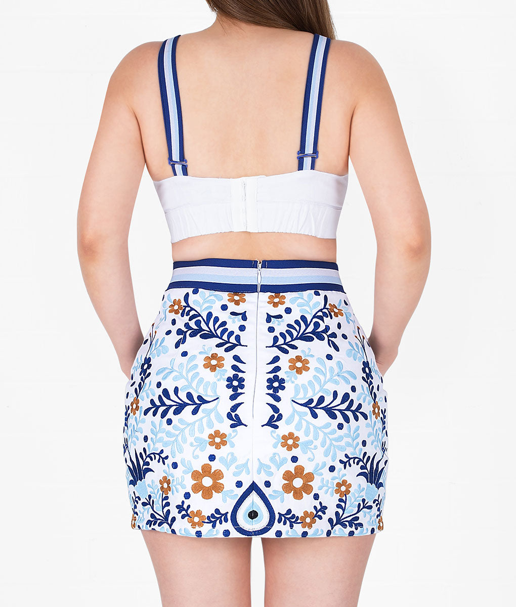 Ojo Embroidered Skirt-White