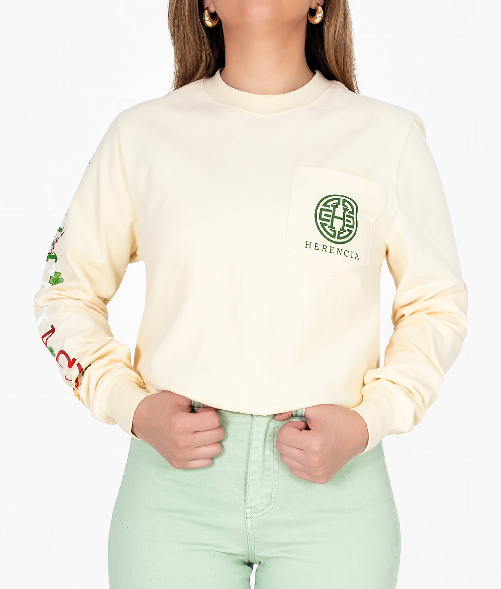 Lucky To Be Mexican Long Sleeve Pocket Tee