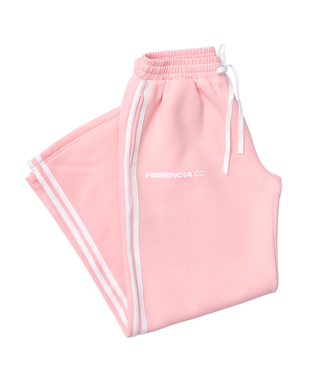 Pink w/White Wide Leg Pants