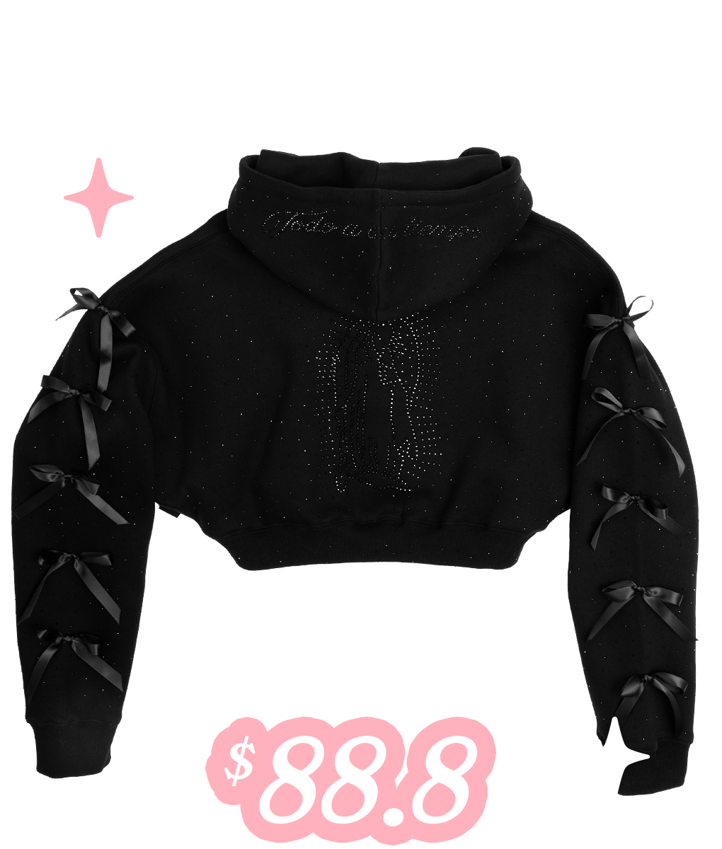 TODO A SU TIEMPO VIRGENCITA RHINESTONE HOODIE (TRIPLE BLACK)
