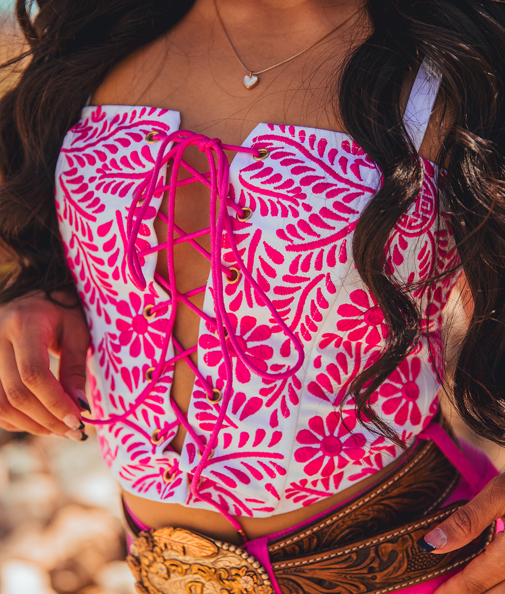 La Barbie Embroidered Corset Top