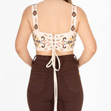 Plebita Embroidered Suede Corset Top- Holiday Edition