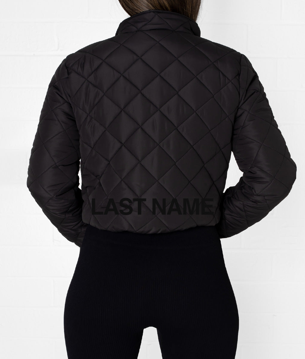 Last Name Black Crop Puff Jacket