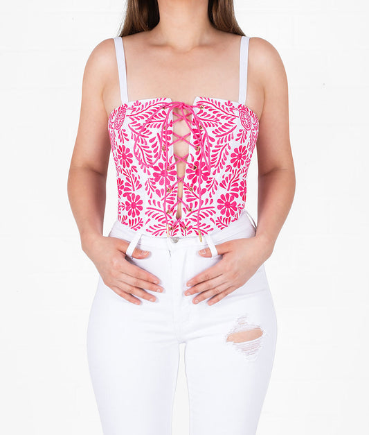 La Barbie Embroidered Corset Top