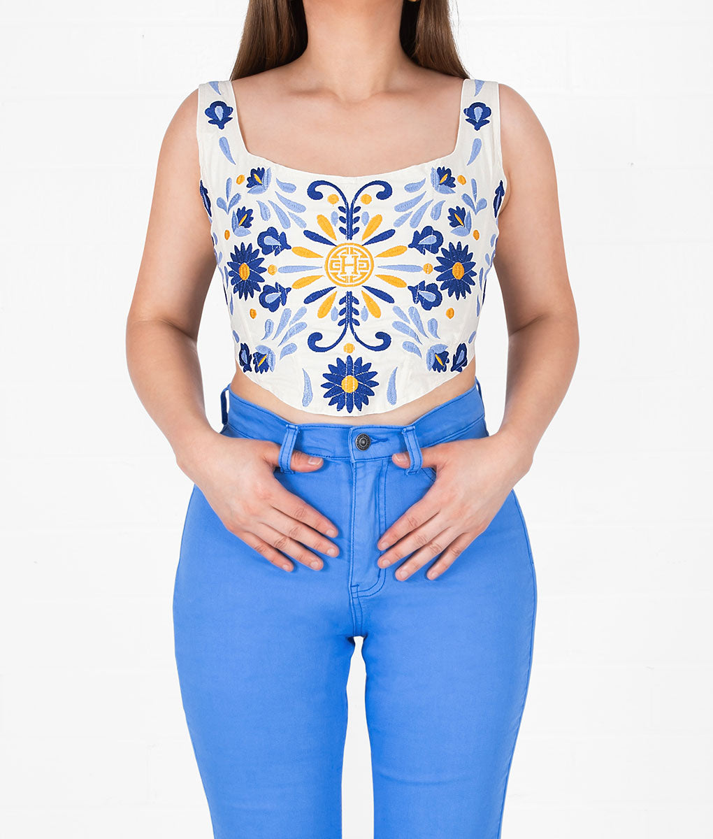 Plebita Embroidered Corset Top