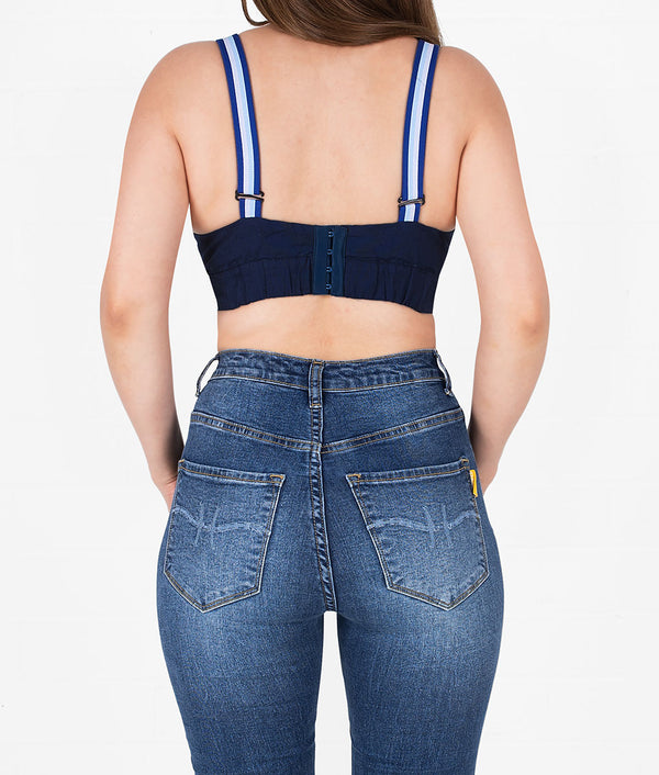 Ojo Embroidered Crop Top - Navy