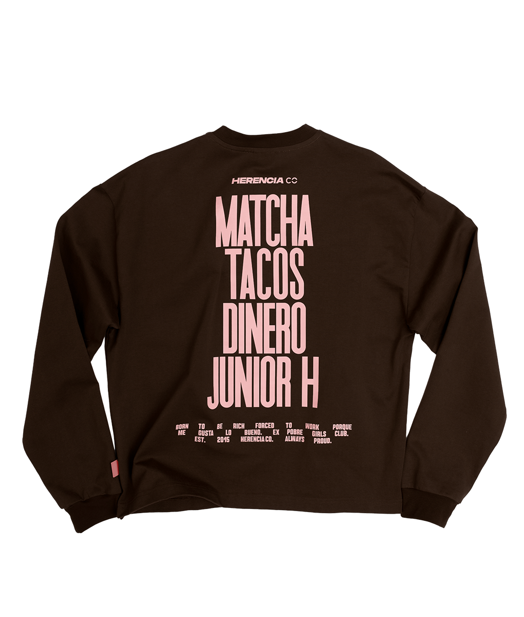 MATCHA, TACOS, DINERO & JUNIOR H OVERSIZED LONG SLEEVE