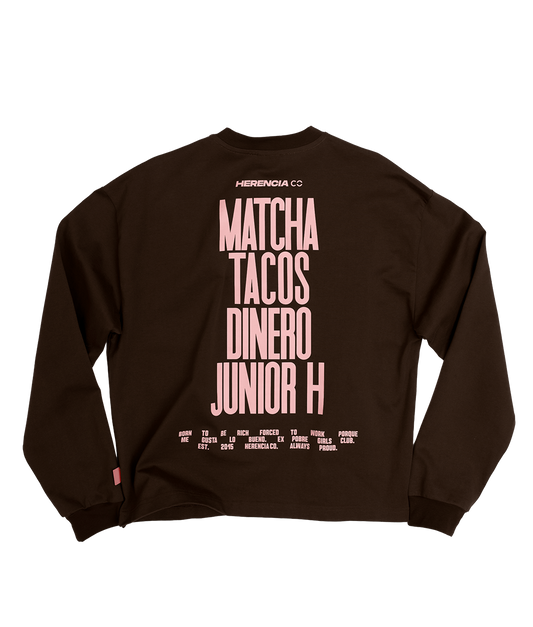 MATCHA, TACOS, DINERO & JUNIOR H OVERSIZED LONG SLEEVE
