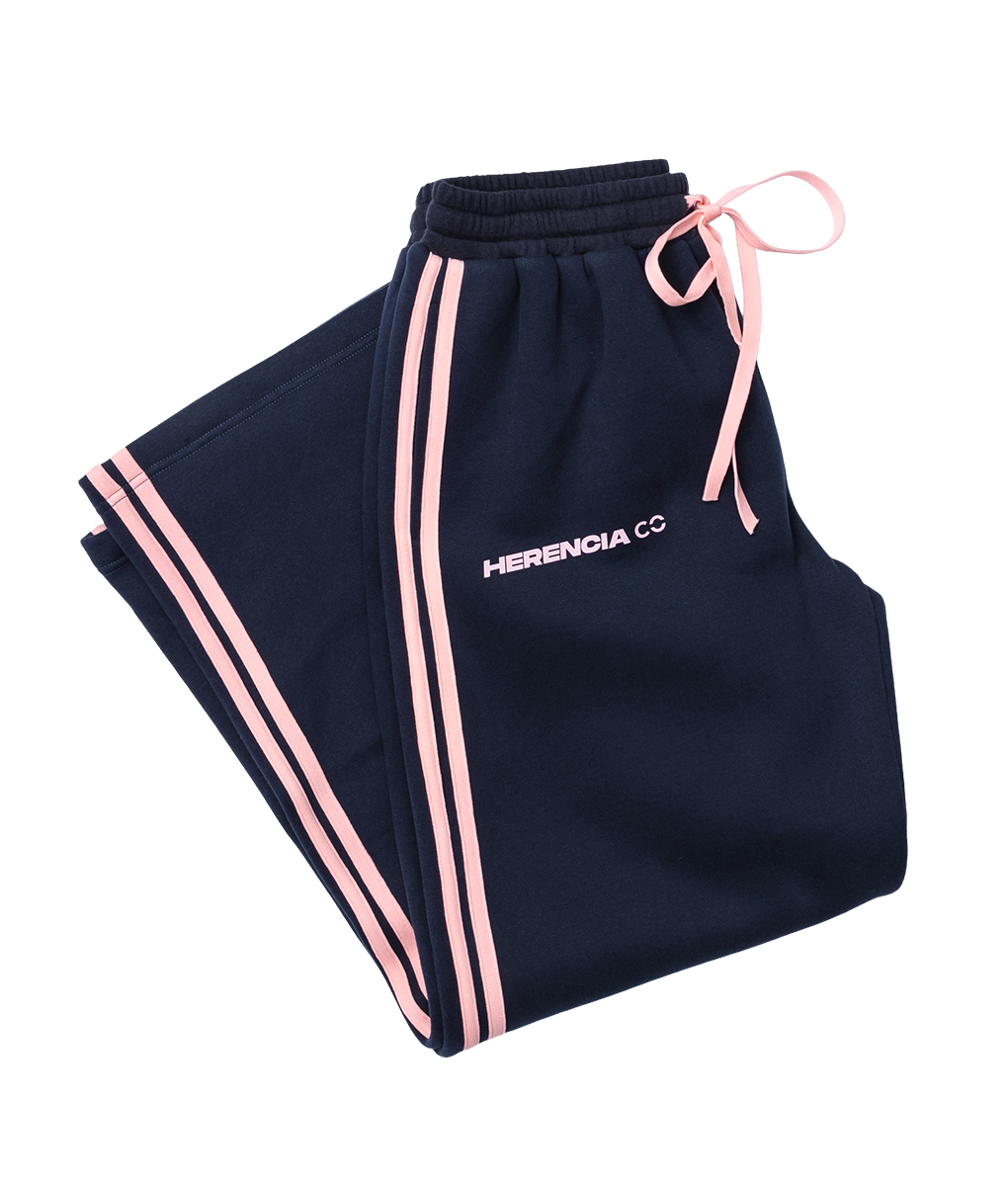 Navy w/Pink Wide Leg Pants