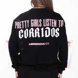 Pretty Girls Listen To Corridos Rhinestone Oversized Tee