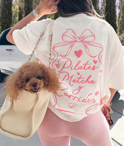 Pilates, Matcha y Corridos Oversized Tee