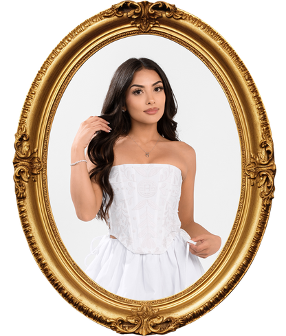 Sol Embroidered Corset Top- White