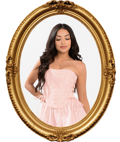 Sol Embroidered Corset Top- Pink