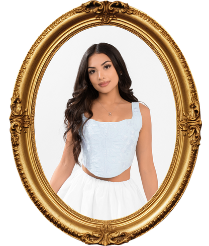 Plebita Embroidered Corset Top- Baby Blue