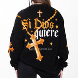 Si Dios Quiere Rhinestone Oversized Tee