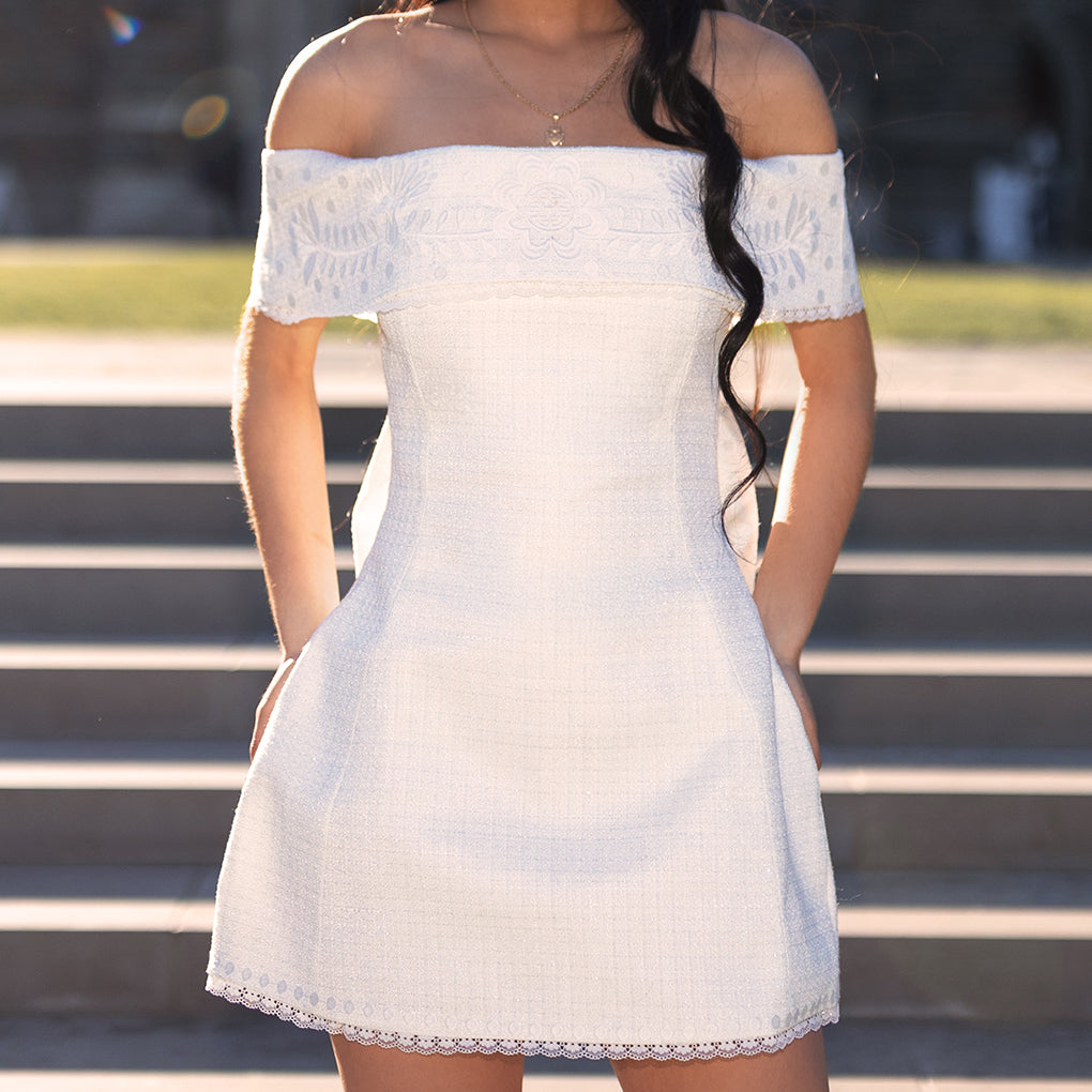 Maria Chanel Tweed Dress (WHITE) Herencia Clothing Maria Chanel Tweed Dress (WHITE) Herencia Clothing