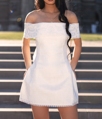 Maria Chanel Tweed Dress (WHITE)