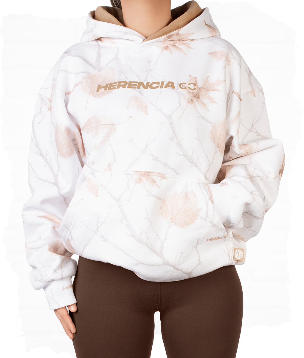 WHITE CAMO PUFF STATE HOODIE