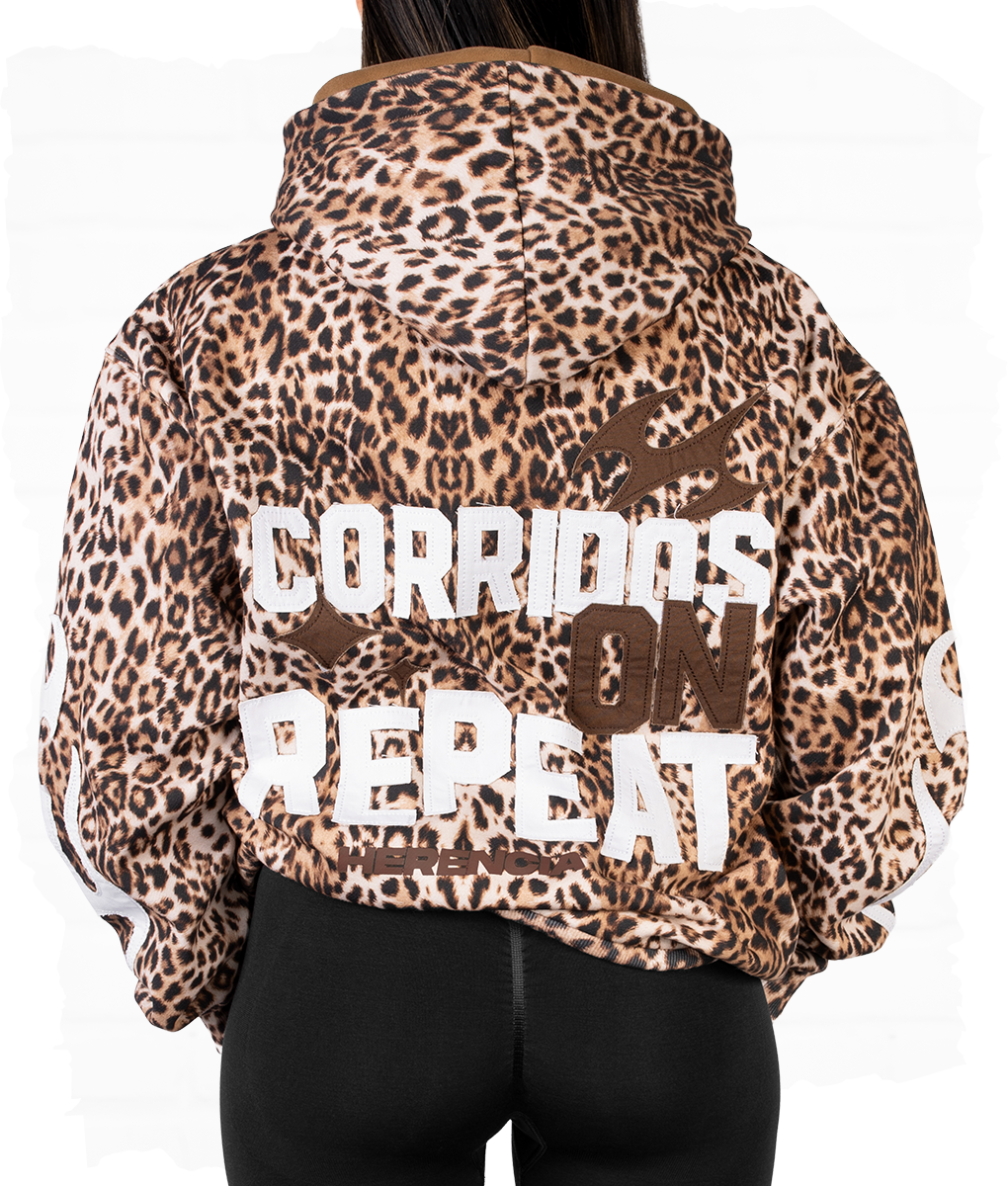 Corridos On Repeat Leopard Hoodie
