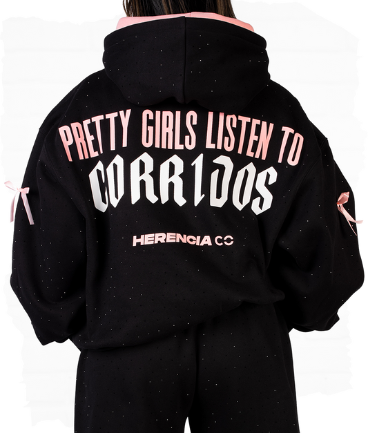 Pretty Girls Listen To Corridos Rhinestone Hoodie