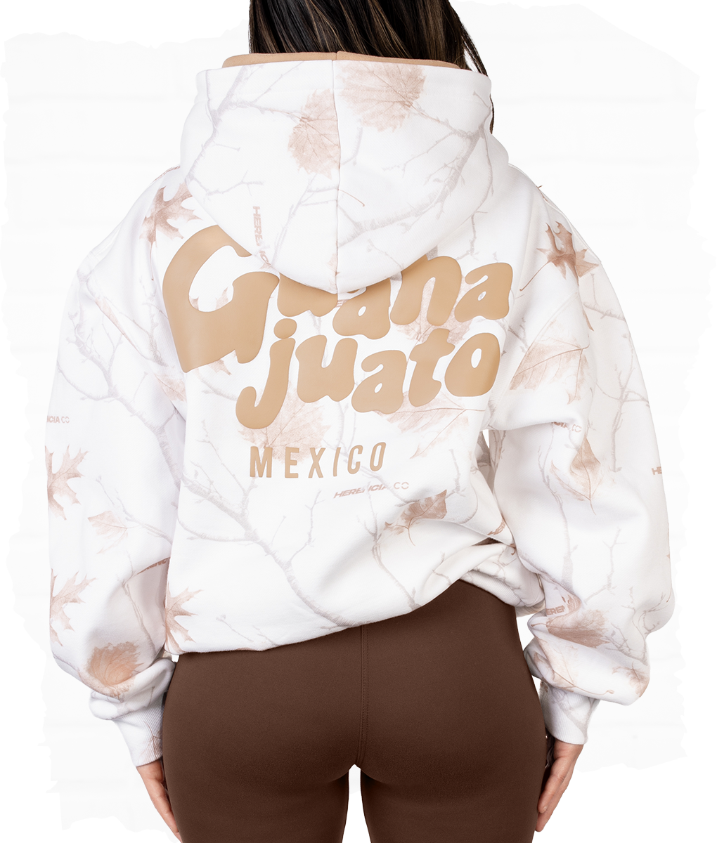 WHITE CAMO PUFF STATE HOODIE