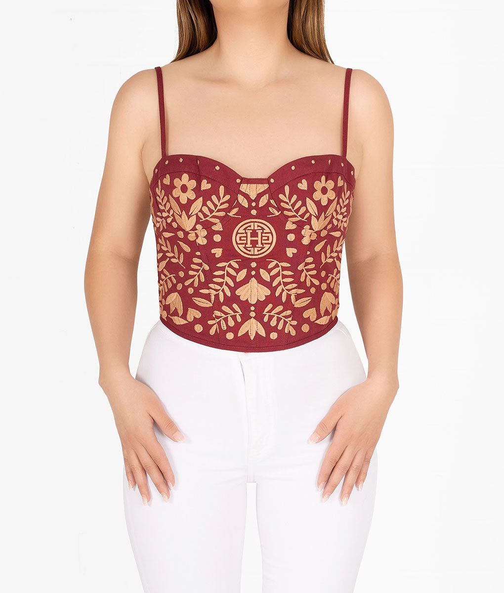 Patrona Embroidered Corset Top-Holiday Edition