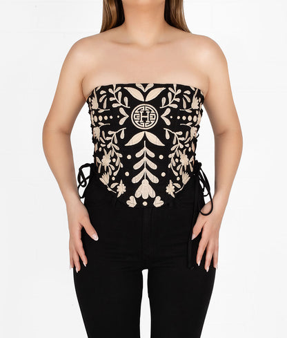 Sol Embroidered Corset Top-Holiday Edition