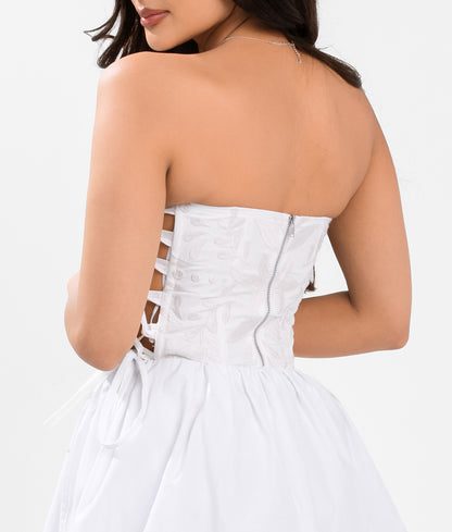 Sol Embroidered Corset Top- White