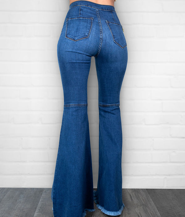 Extra Bell Bottom Jeans-Medium Blue