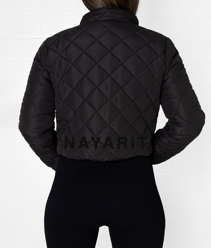 State Black Crop Puff Jacket