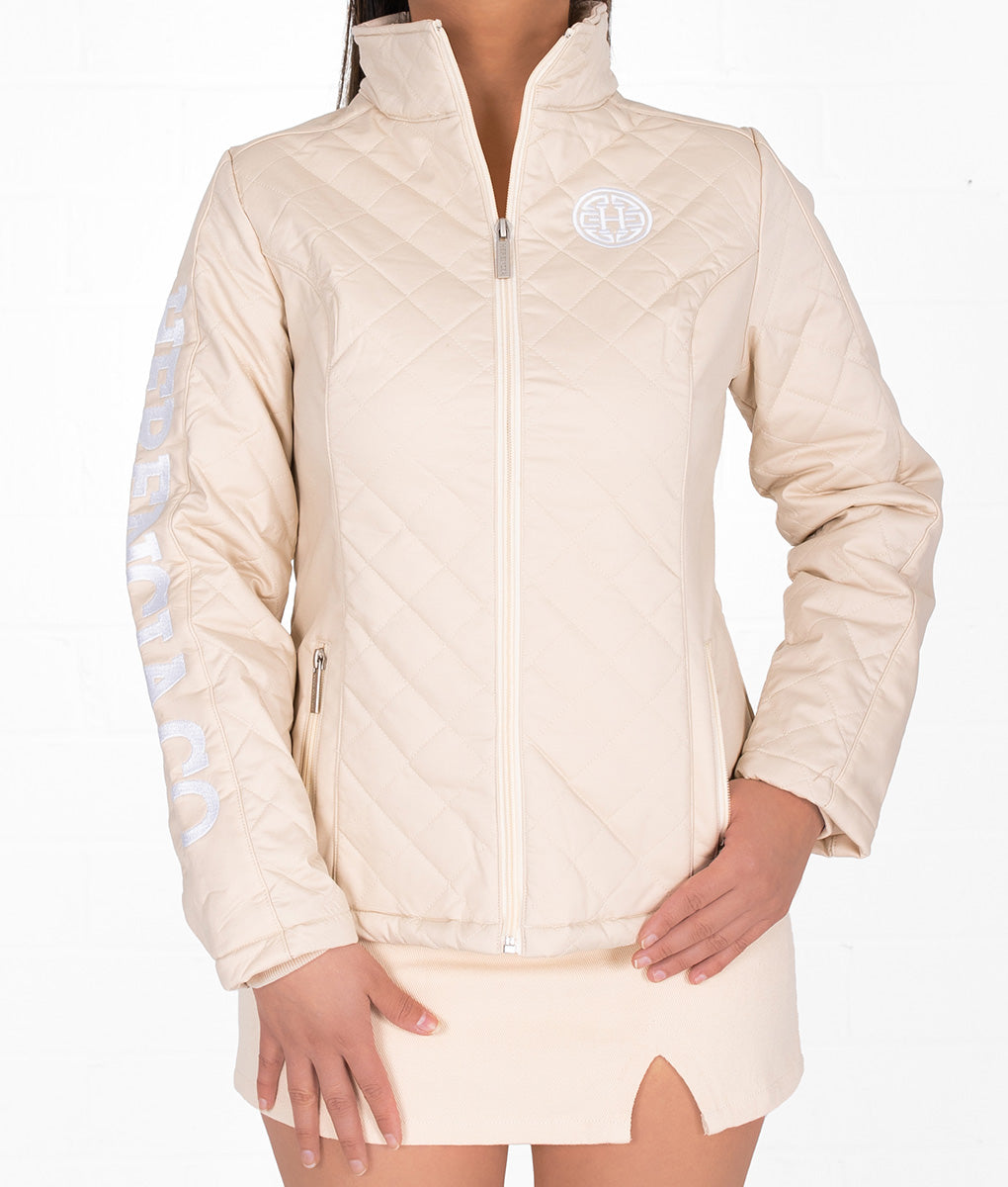 Last Name Women's Quilted Softshell Jacket - Vanilla