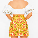 Valentina High Waisted Embroidered Skirt