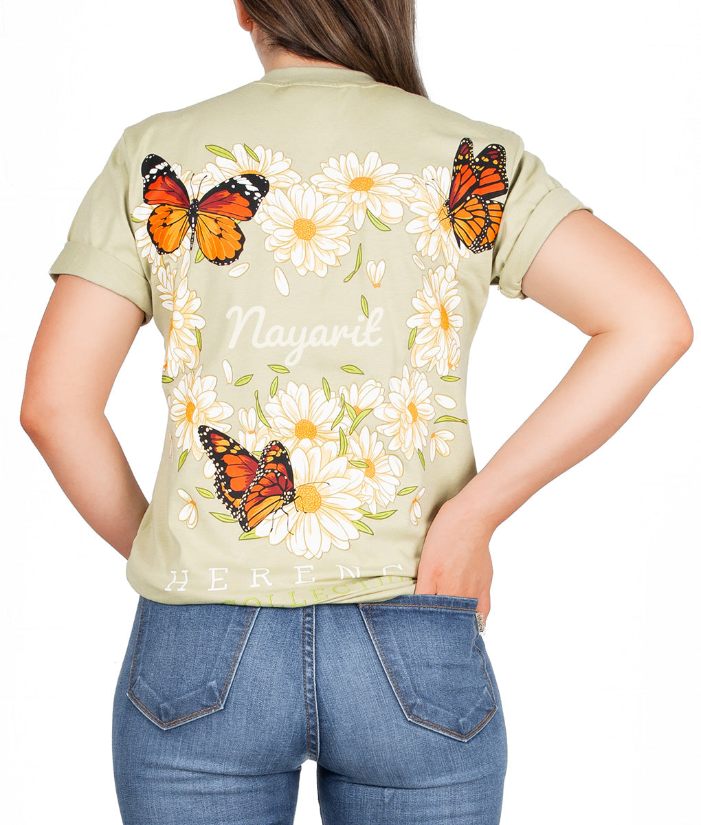 State Butterfly & Daisies Short Sleeve Pocket Tee